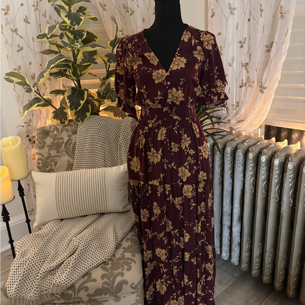 Floral Burgundy Dress